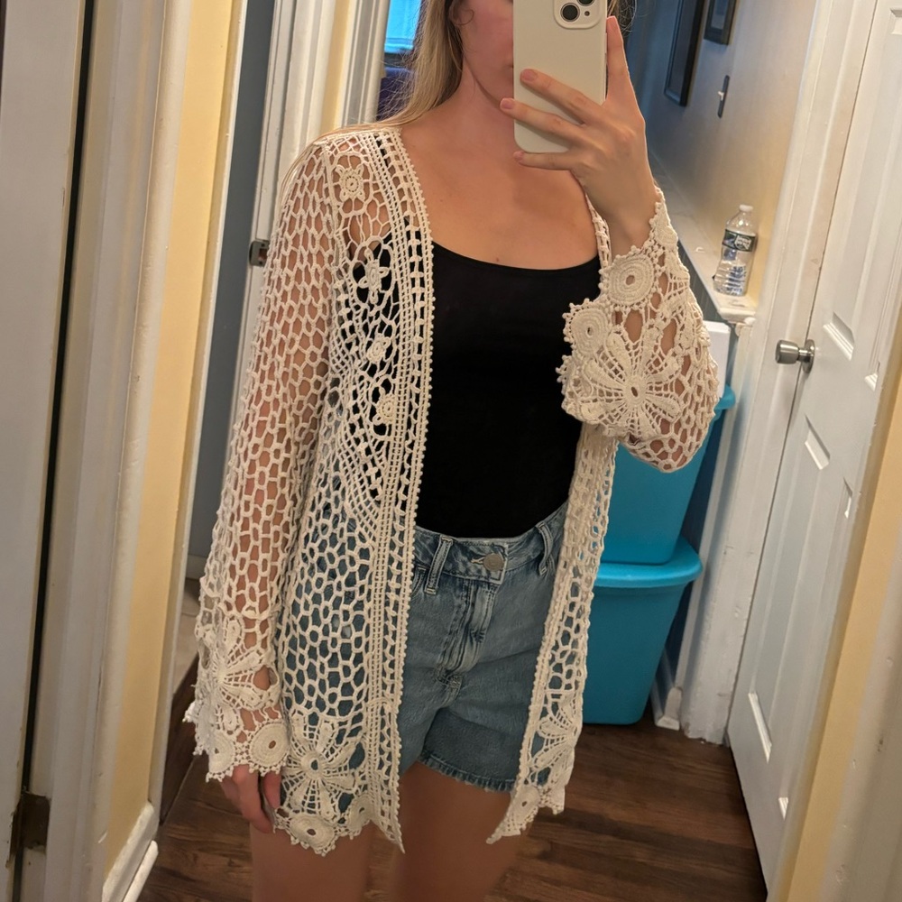 Crochet beach cover up kimono